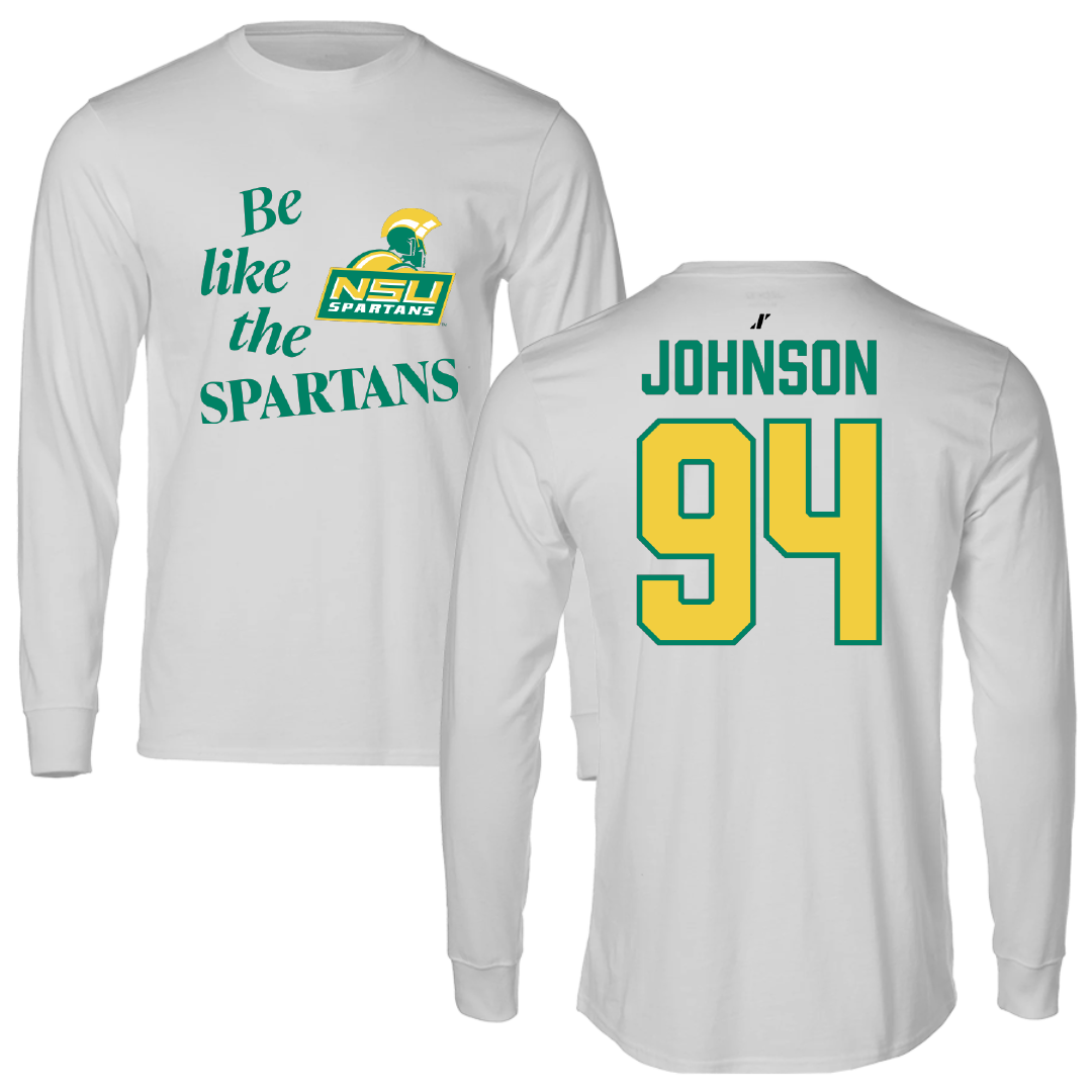 Norfolk State University Football Light Gray Be Like Us Performance Long Sleeve - #94 Tyler Johnson