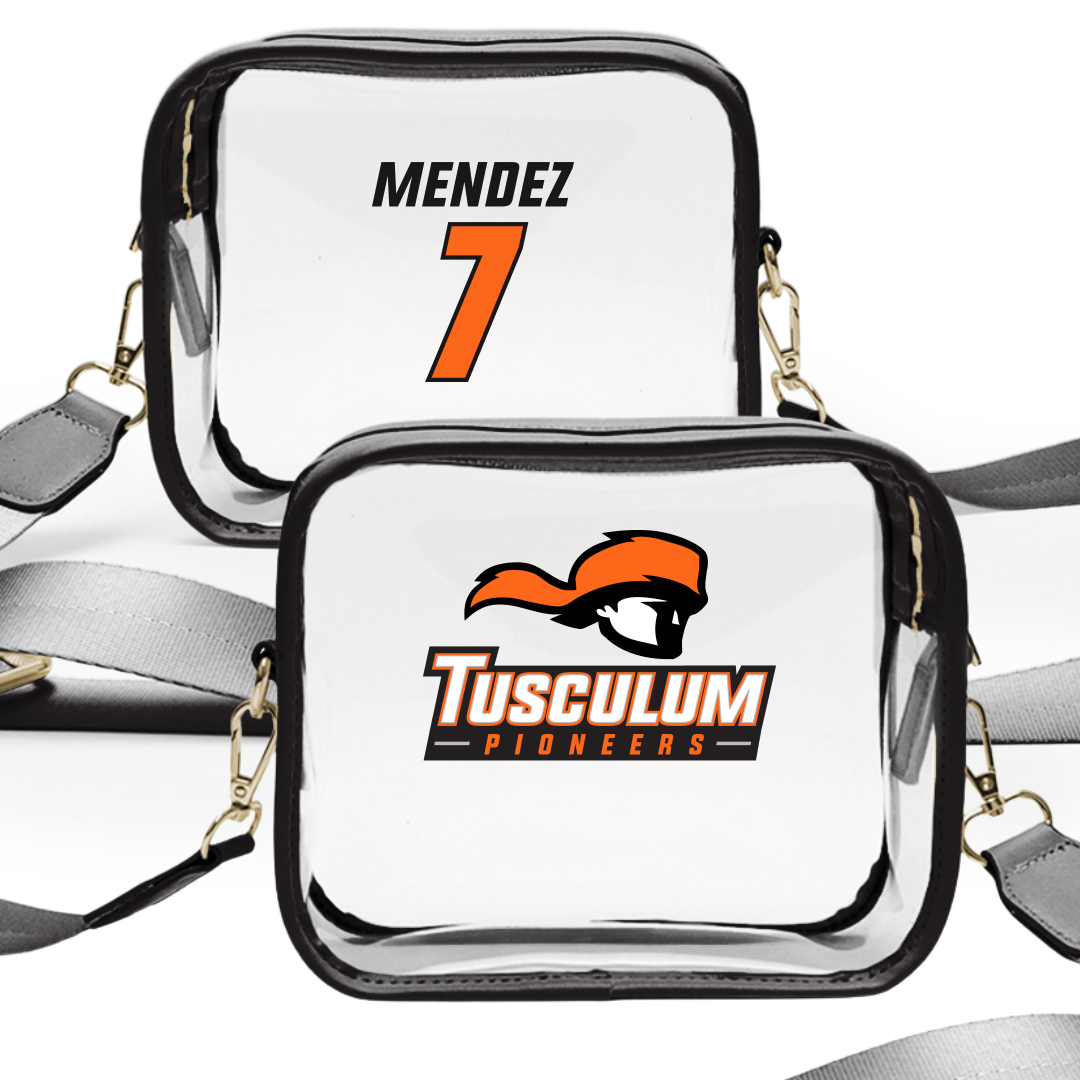 Tusculum University Lacrosse (M) Black Clear Stadium Bag - #7 Clay Mendez