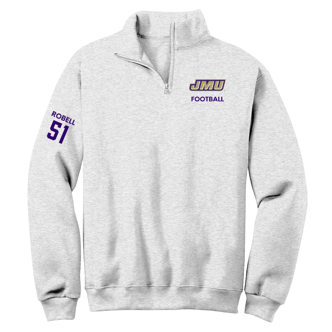 James Madison University Football Light Gray Quarter-Zip - #51 Riley Robell