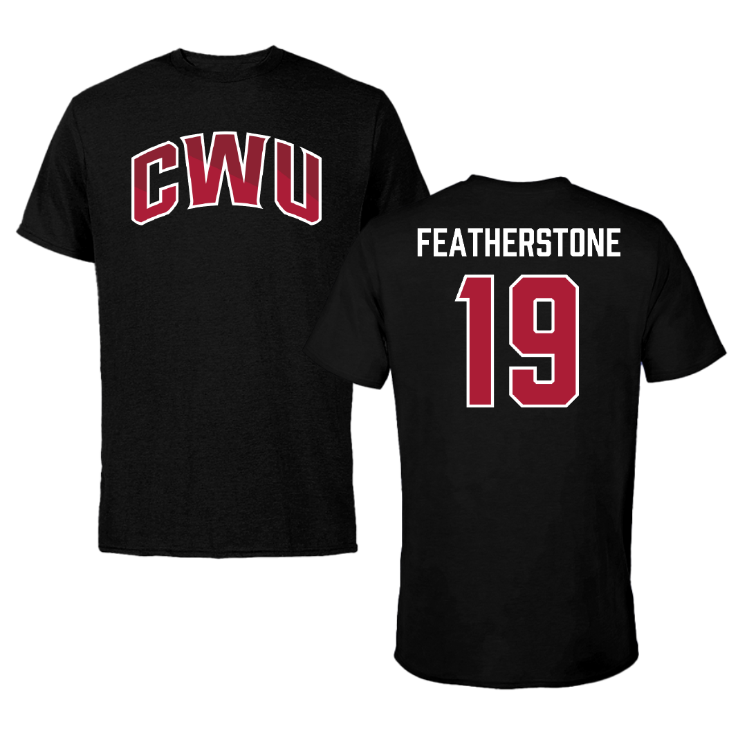 Central Washington University Football Black Tee - #19 Samaje Featherstone