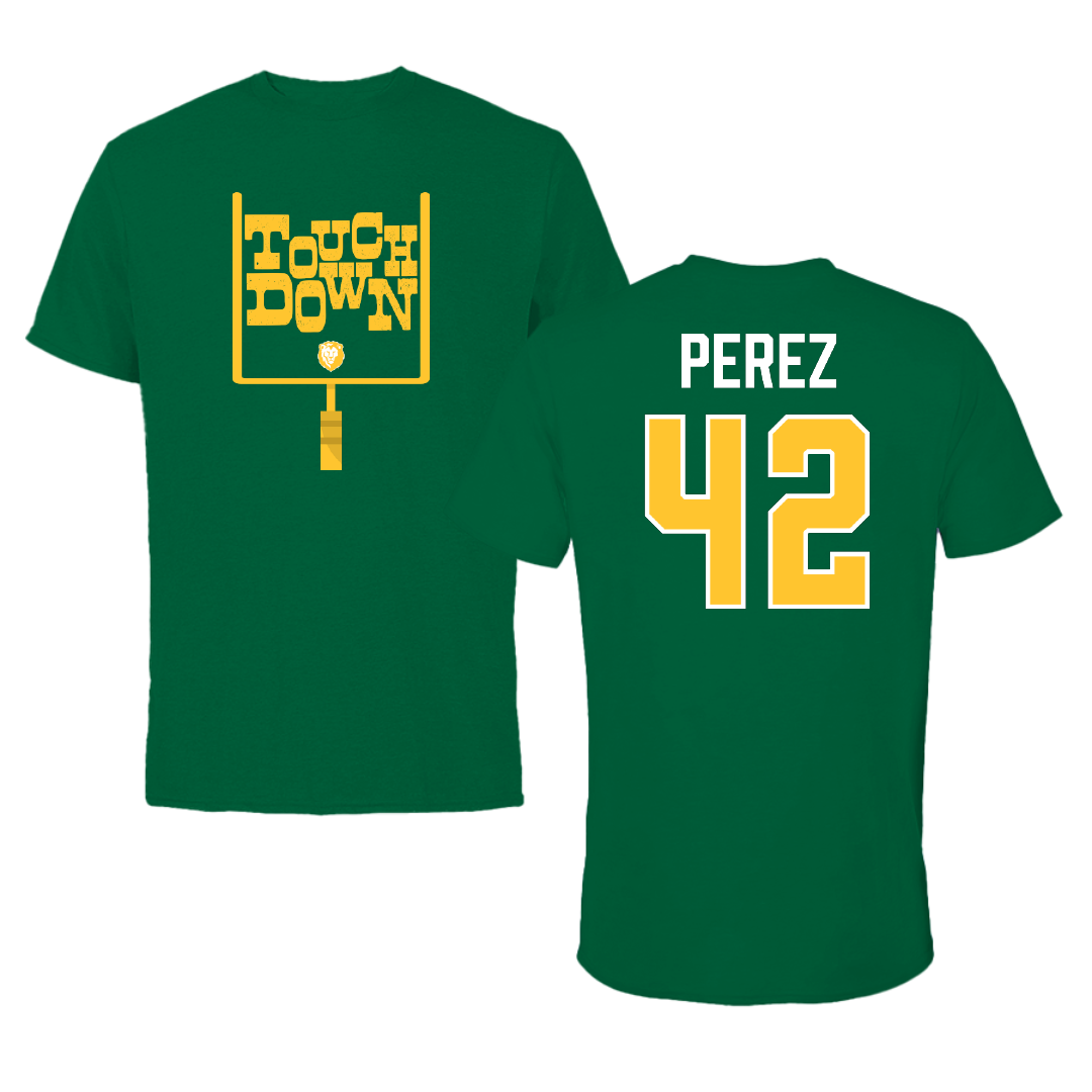 Southeastern Louisiana University Football Green Touchdown Tee - #42 Beau Perez