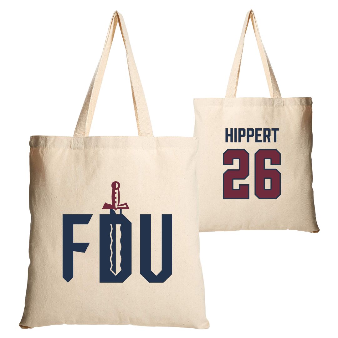Fairleigh Dickinson University-Metropolitan Campus Lacrosse Tan Canvas Tote Bag - #26 Kendal Hippert