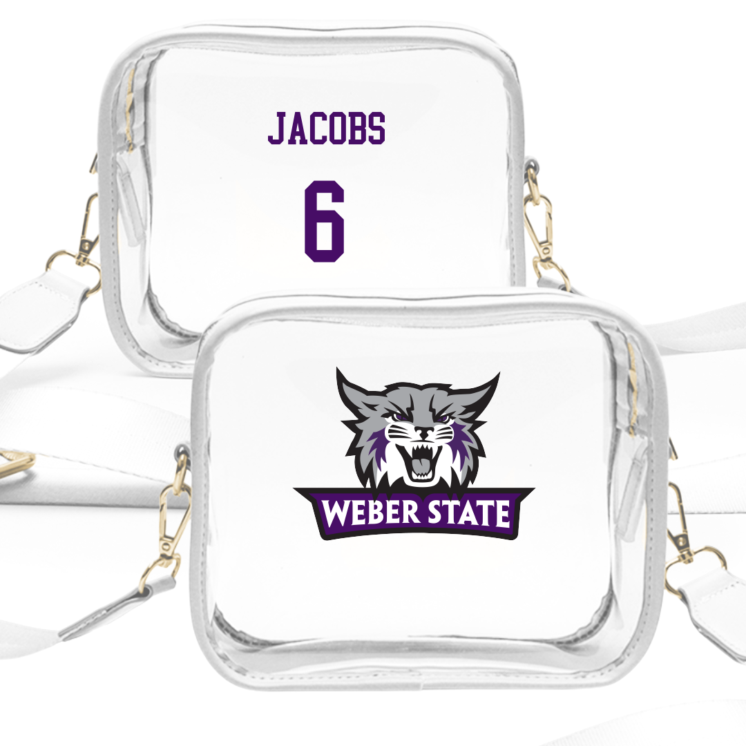 Weber State University Soccer (W) White Clear Stadium Bag - #6 Emery Jacobs
