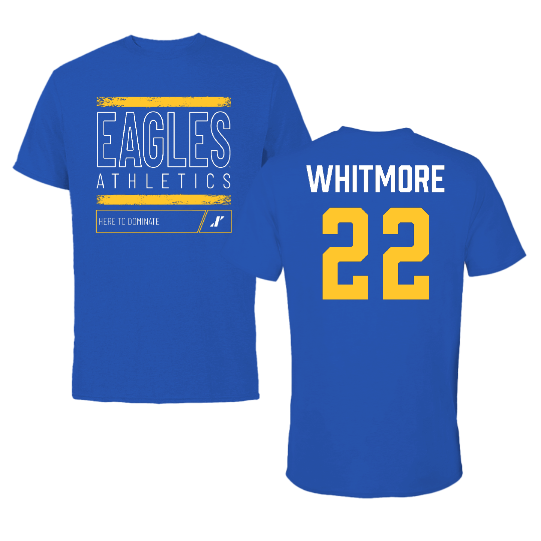 Williams Baptist University Basketball (M) Blue Dominate Performance Tee - #22 Zion Whitmore