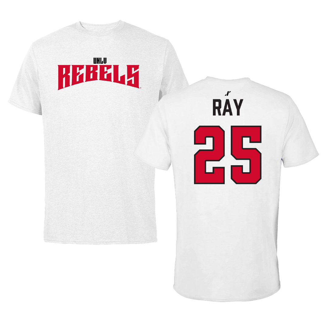 University of Nevada-Las Vegas Football White Classic Tee - #25 Rogerick Ray