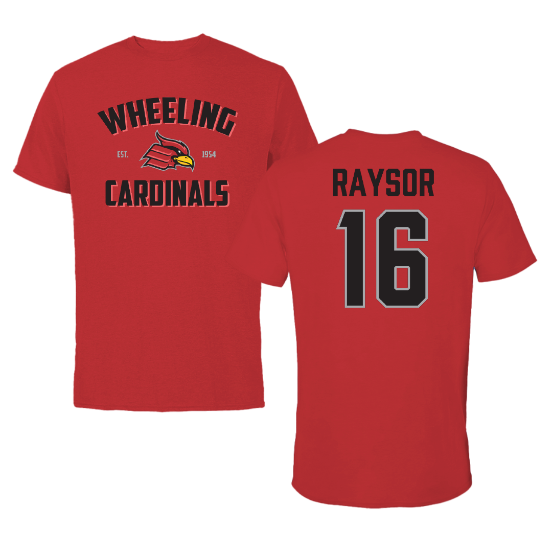Wheeling University Baseball Red General Performance Tee - #16 Jalen Raysor