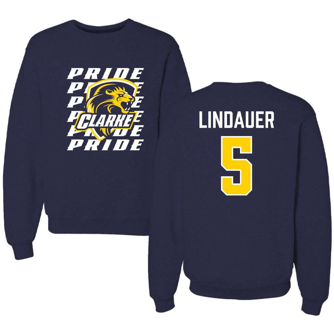 Clarke University Basketball Navy General Crewneck - #5 Carson Lindauer