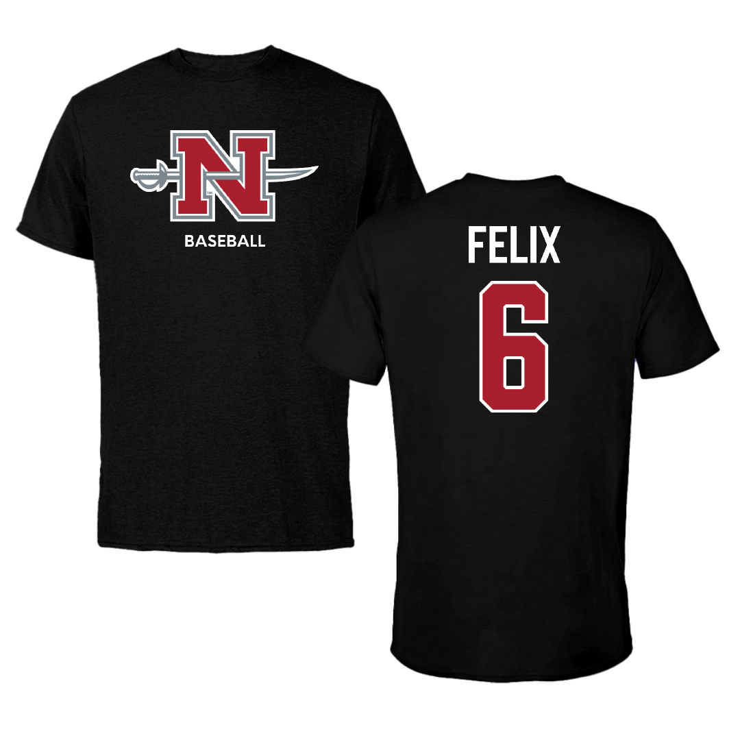 Nicholls State University Baseball Black Mascot Tee - #6 Garrett Felix
