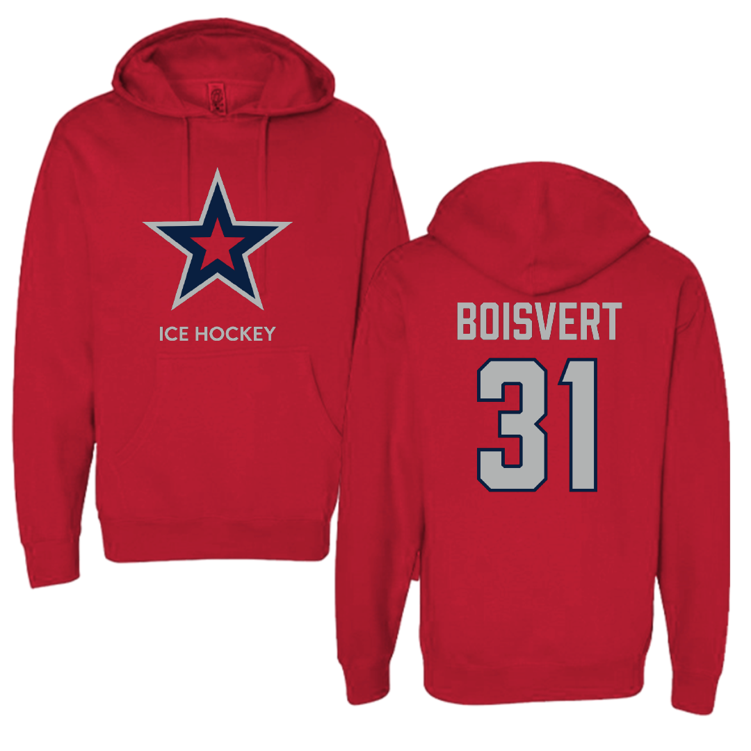 Robert Morris University Ice Hockey (M) Red Mascot Hoodie - #31 Francis Boisvert