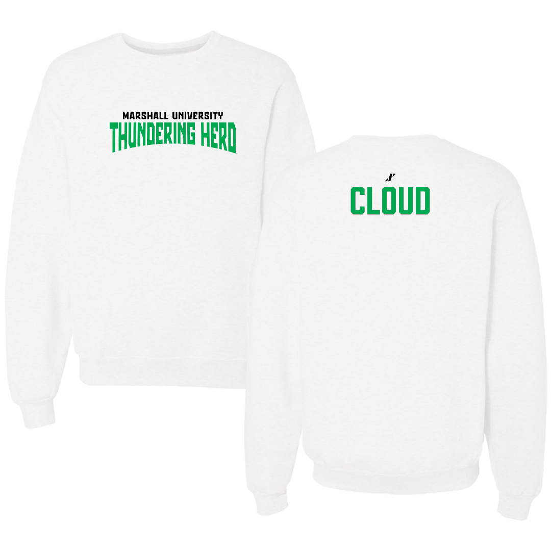 Marshall University TF and XC White Classic Crewneck - Tyrell Cloud