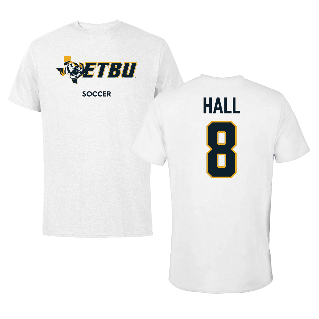 East Texas Baptist University Soccer (W) White Performance Tee - #8 Audrey Hall