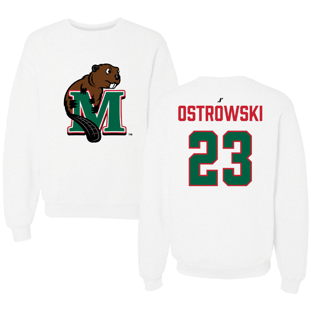 Minot State University Soccer White Crewneck - #23 Morgan Ostrowski