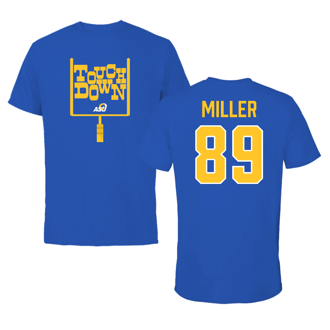 Angelo State University Football Blue Touchdown Performance Tee - #89 Cole Miller