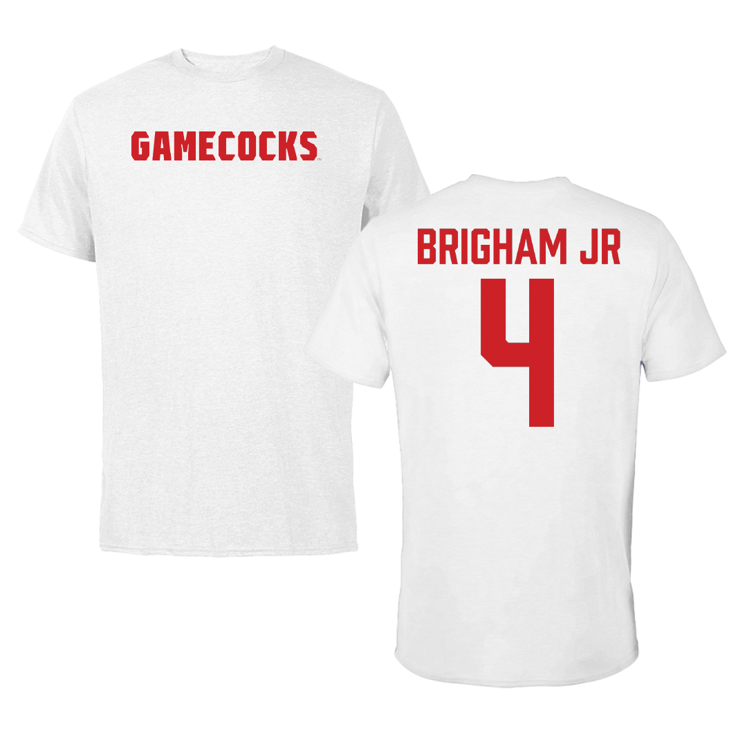 Jacksonville State University Basketball White Tee - #4 Marcellus Brigham Jr