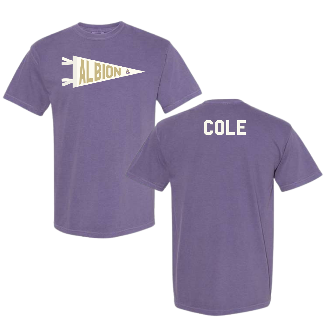 Albion College Wrestling (W) Purple Pennant Comfort Colors Tee - Heaven Cole