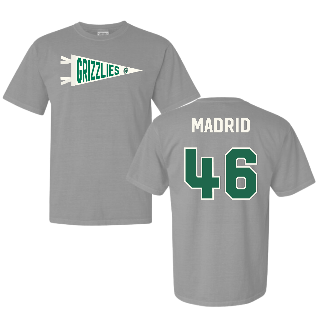 Adams State University Football Light Gray Pennant Comfort Colors Tee - #46 Kaden Madrid