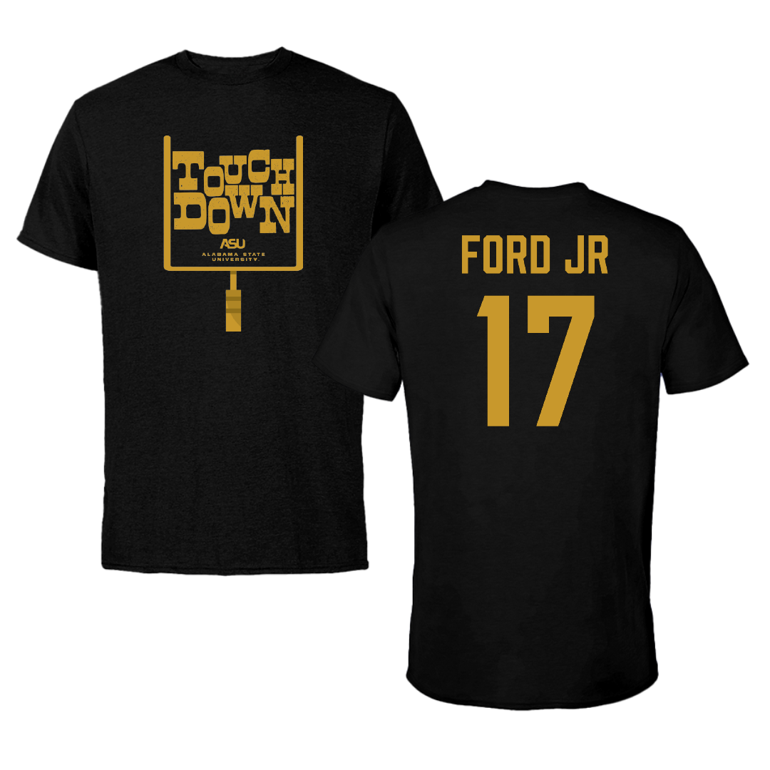 Alabama State University Football Black Touchdown Tee - #17 Aaron Ford jr