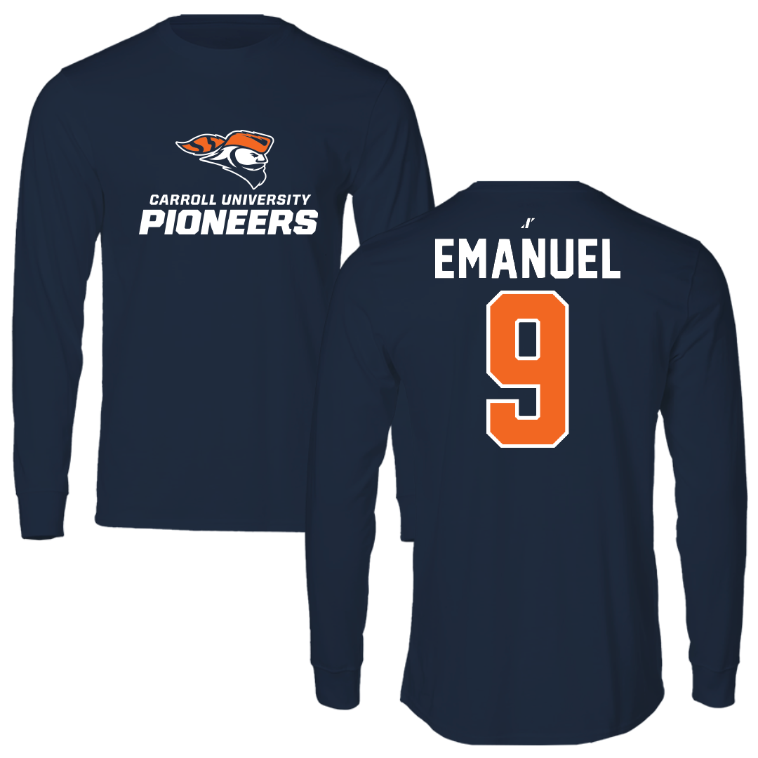 Carroll University Football Navy Long Sleeve - #9 Drake Emanuel