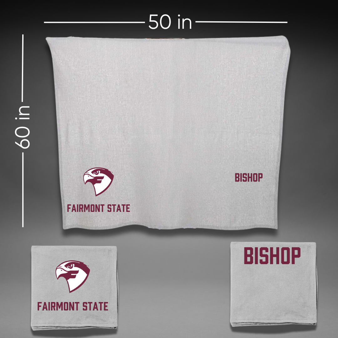 Fairmont State University Wrestling Gray Blanket - Justin Bishop