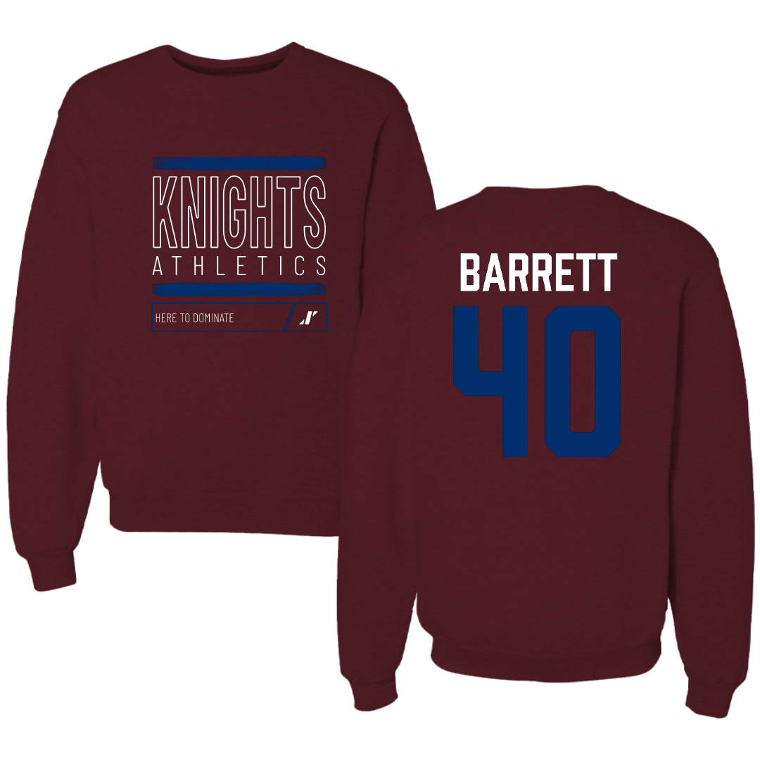 Fairleigh Dickinson University-Metropolitan Campus Baseball Maroon Dominate Crewneck - #40 Ian Barrett