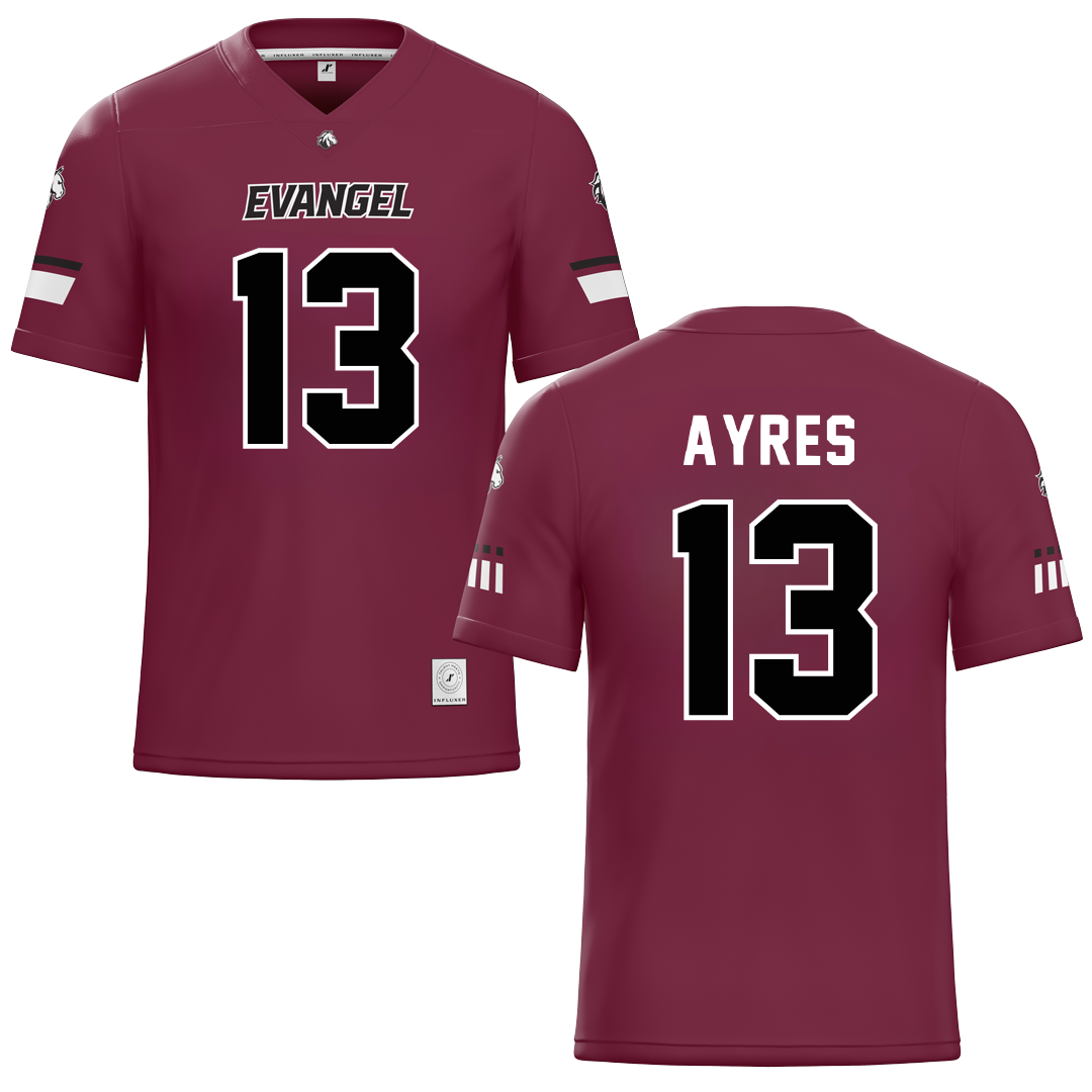 Evangel University Maroon Football Jersey - #13 Dylan Ayres