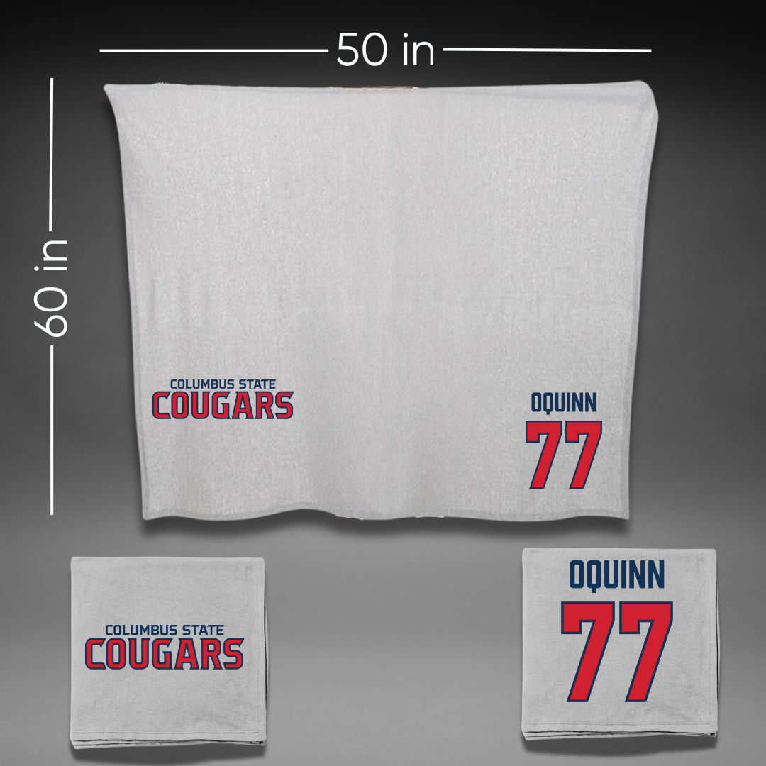 Columbus State University Football Gray Blanket - #77 Octavius Oquinn