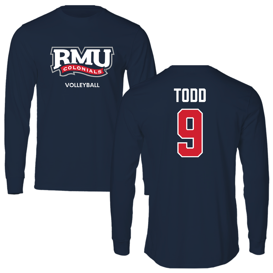 Robert Morris University Volleyball (W) Navy RMU Performance Long Sleeve - #9 Layla Todd