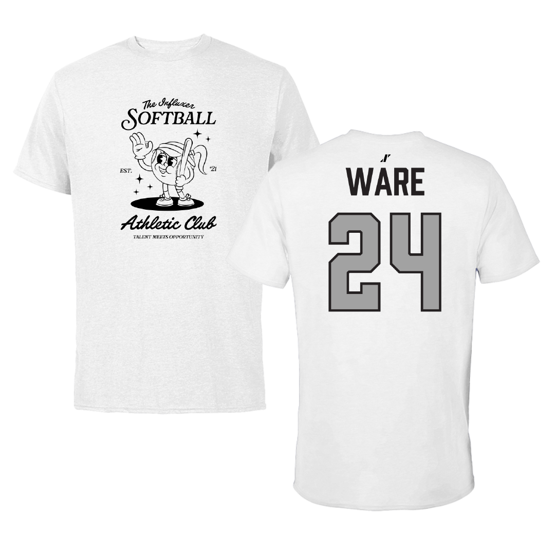 Softball White Influxer Athletic Club Tee - #24 Taelor Ware