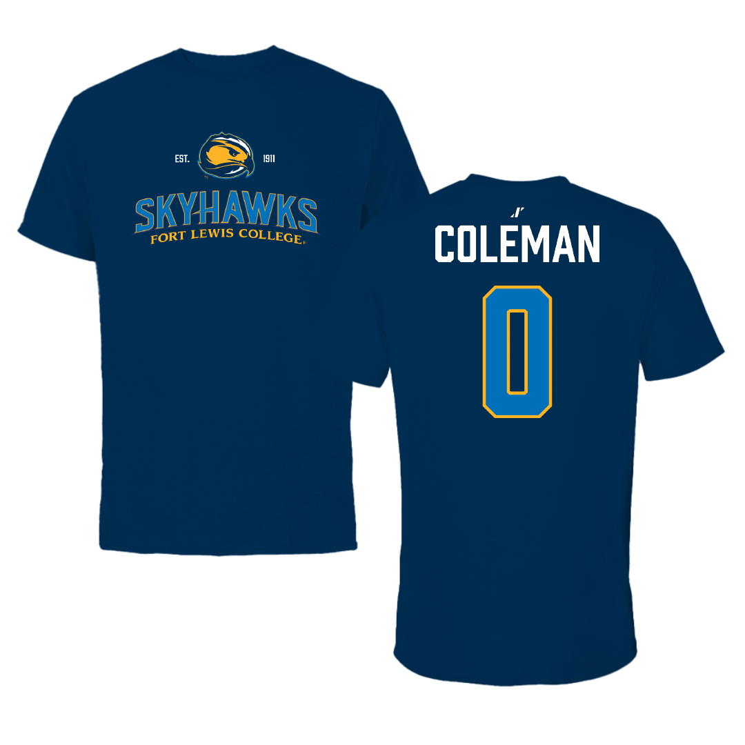Fort Lewis College Basketball Navy General Tee - #0 Malachi Coleman