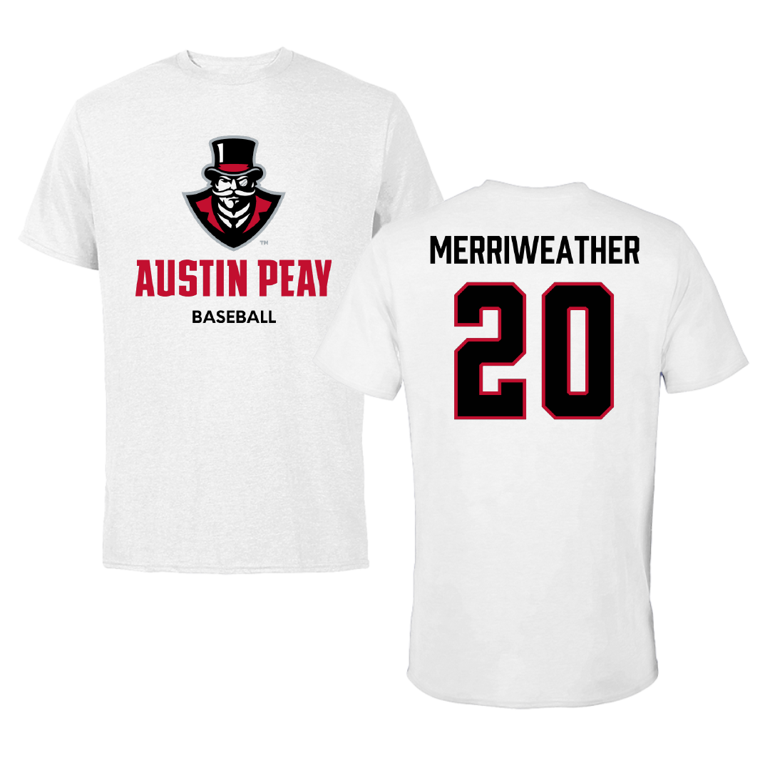 Austin Peay State University Baseball White Tee - #20 DJ Merriweather