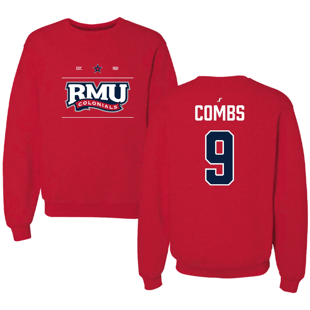 Robert Morris University Football Red General Crewneck - #9 Galen Combs