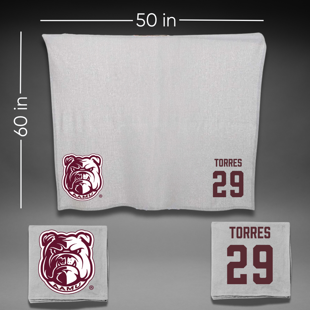 Alabama A&M University Baseball Gray Bulldog Blanket - #29 Antonio Torres