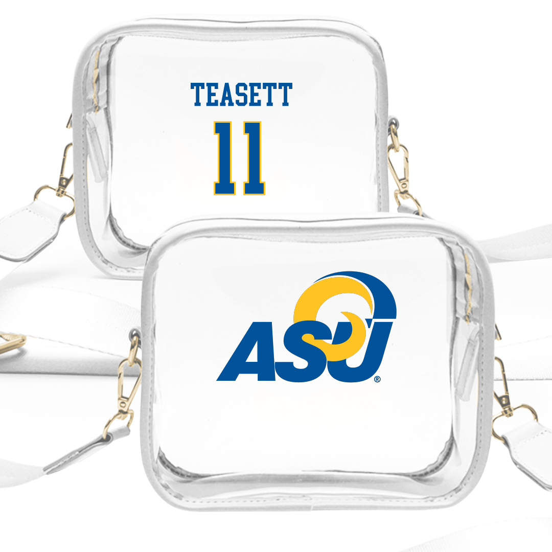 Angelo State University Basketball (M) White Clear Stadium Bag - #11 Carvell Teasett