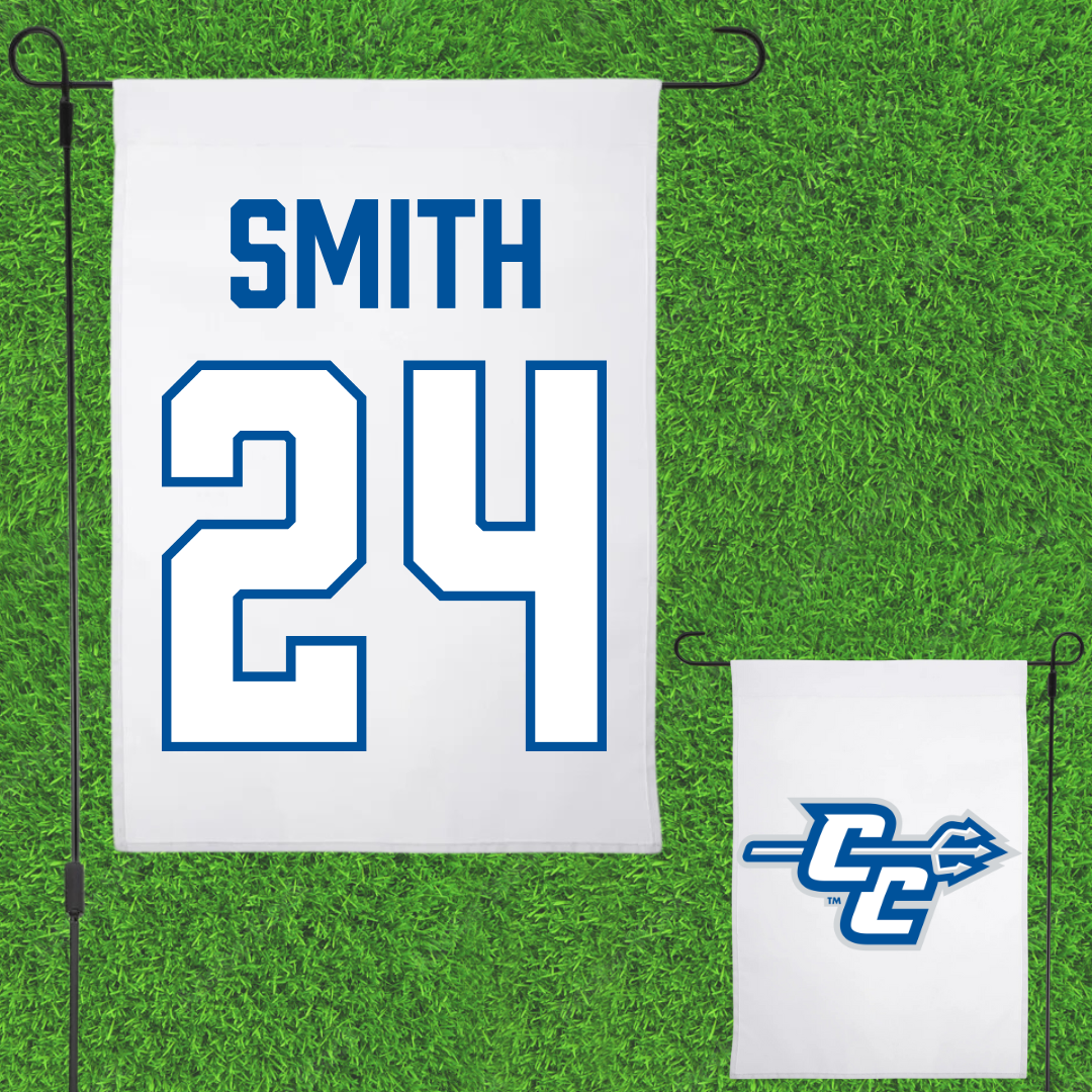 Central Connecticut State University Football White Garden Flag - #24 Tymaine Smith