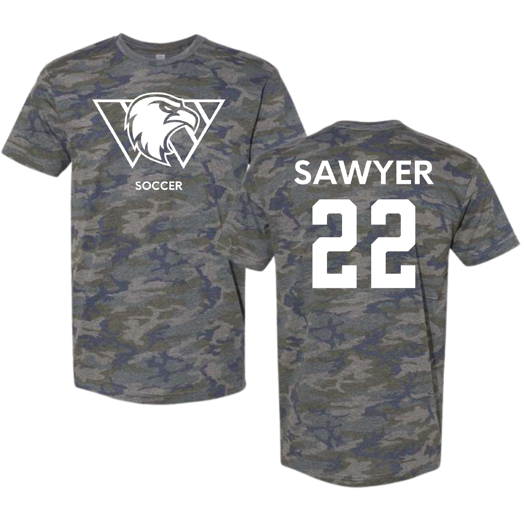Williams Baptist University Soccer (M) Vintage Camo Tee - #22 Dawson Sawyer