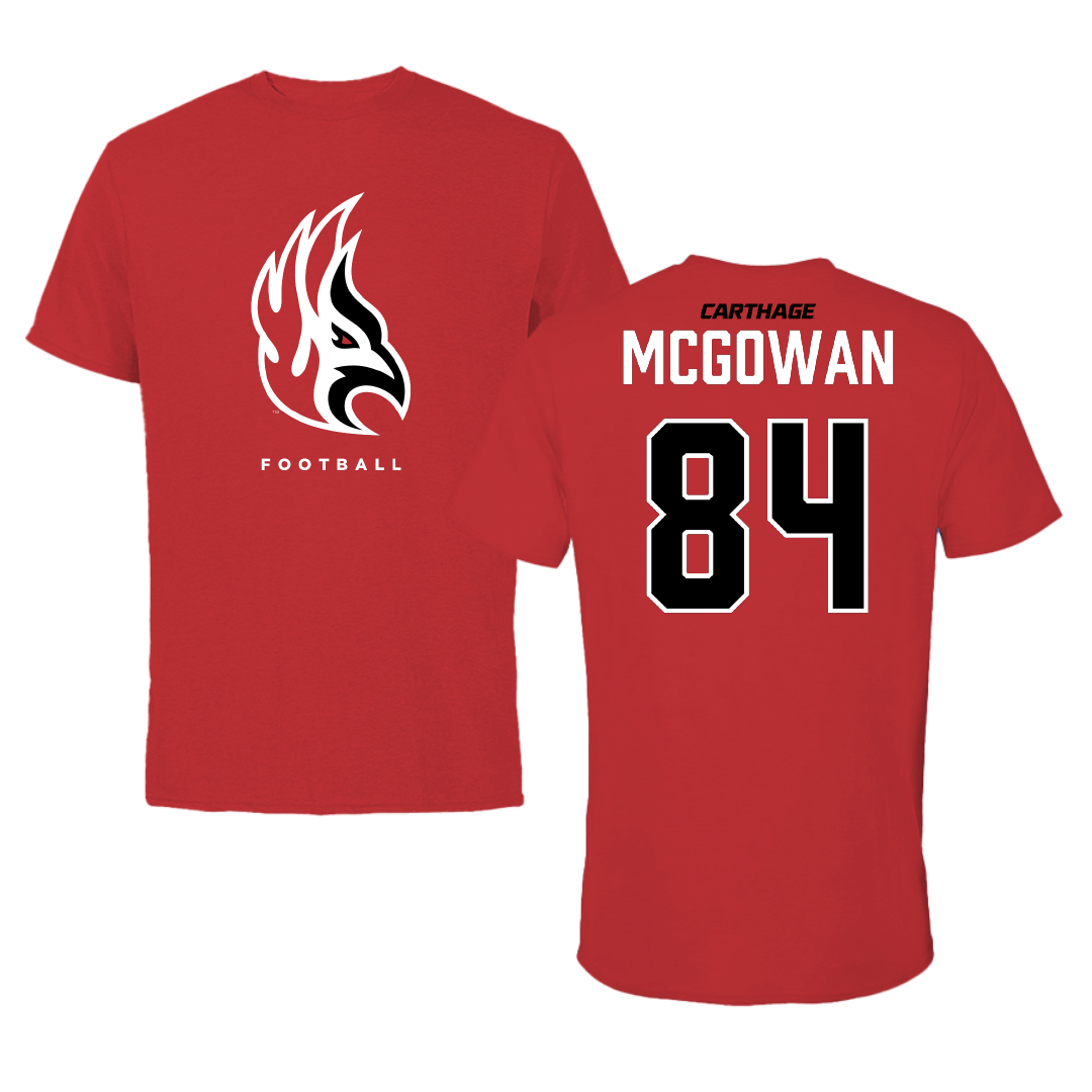 Carthage College Football Red Performance Tee - #84 Mikel Mcgowan