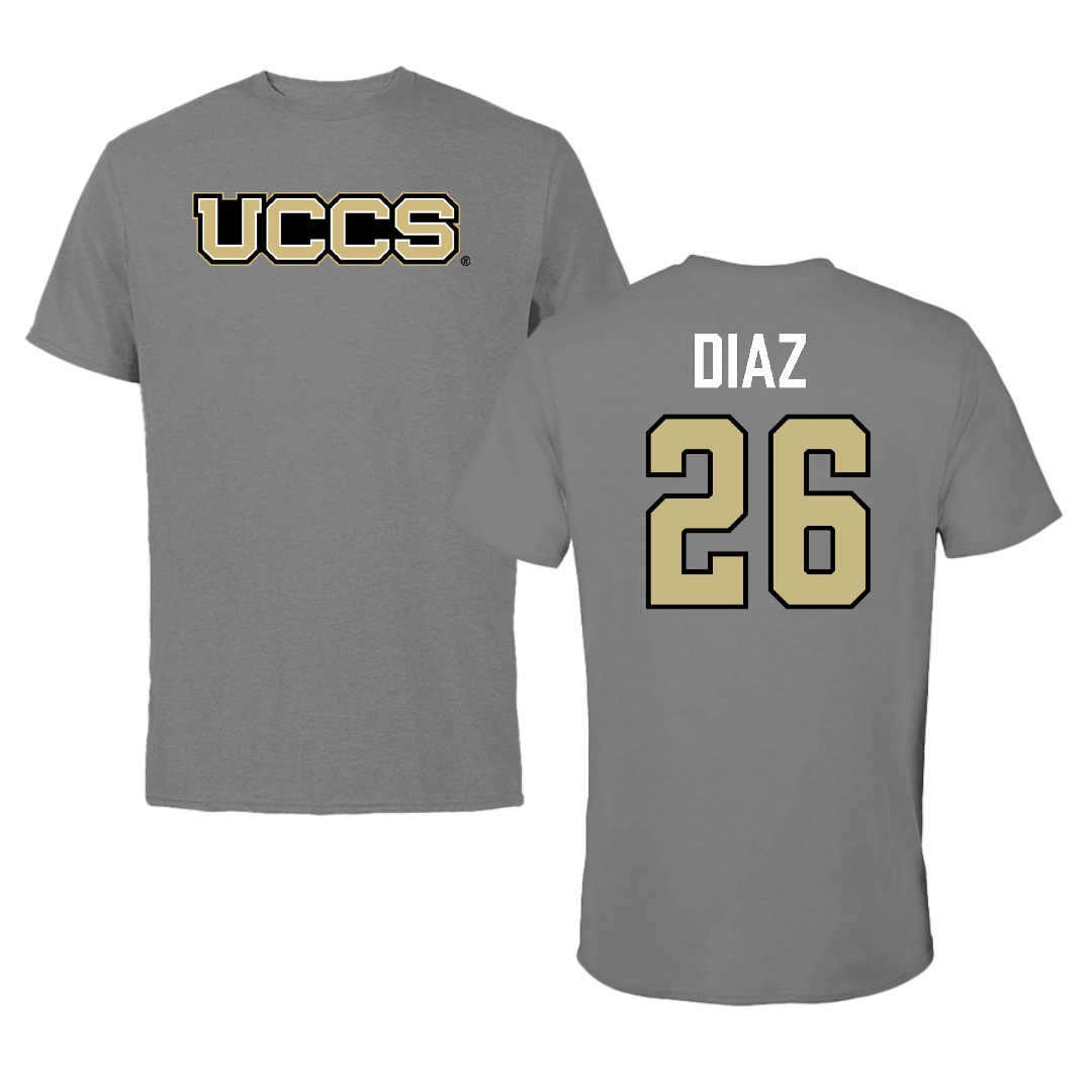 University of Colorado Colorado Springs Soccer Dark Gray Tee - #26 Gustavo Diaz