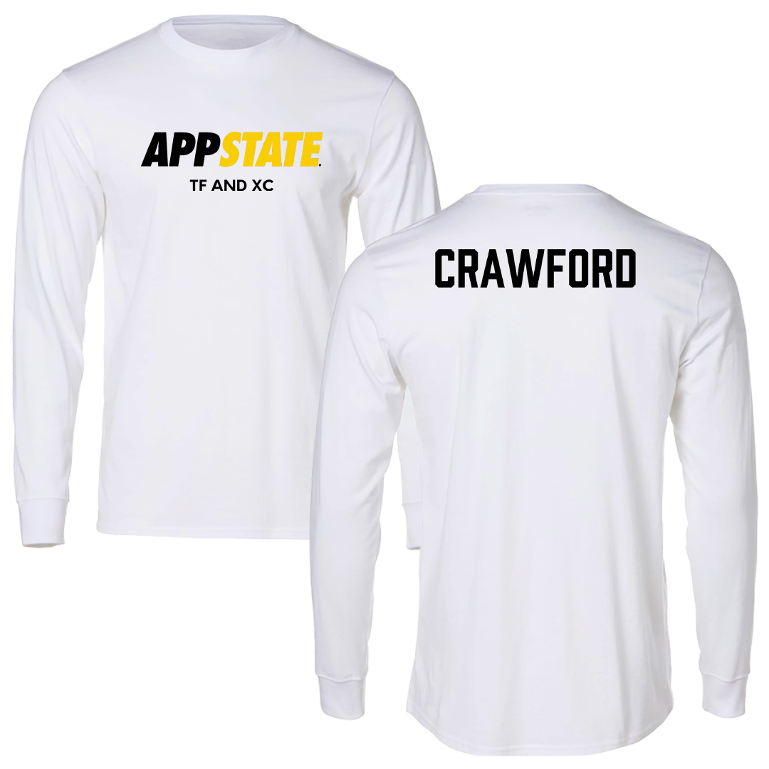 Appalachian State University TF and XC White Block Long Sleeve - Deuce Crawford