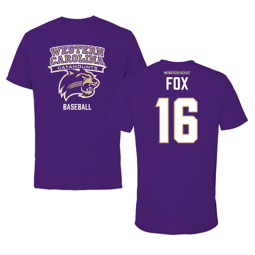 Western Carolina University Baseball Purple Performance Tee - #16 Walker Fox