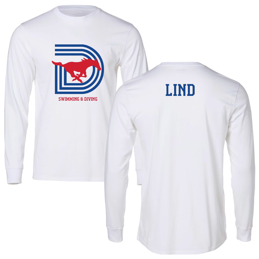 Southern Methodist University Swimming & Diving White Performance Long Sleeve - Olivia Lind