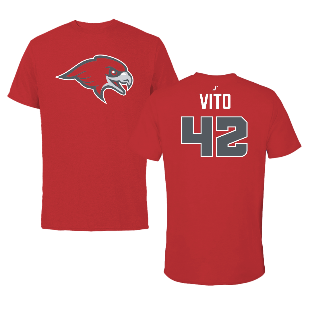 Montclair State University Football Red Tee - #42 Mike Vito