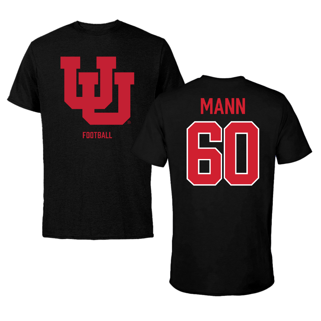 University of Utah Football Black Tee - #60 Shintaro Mann