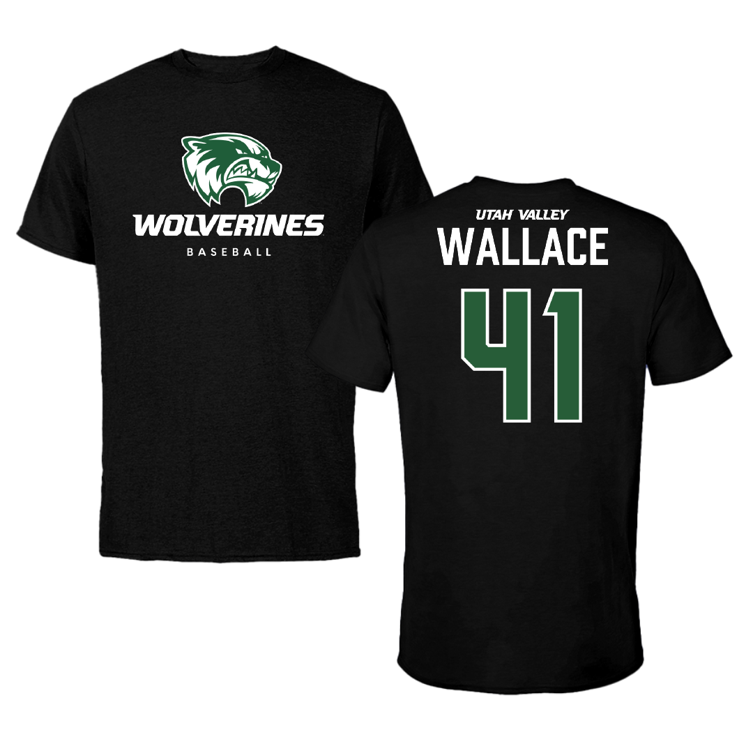 Utah Valley University Baseball Black Mascot Tee - #41 Chance Wallace