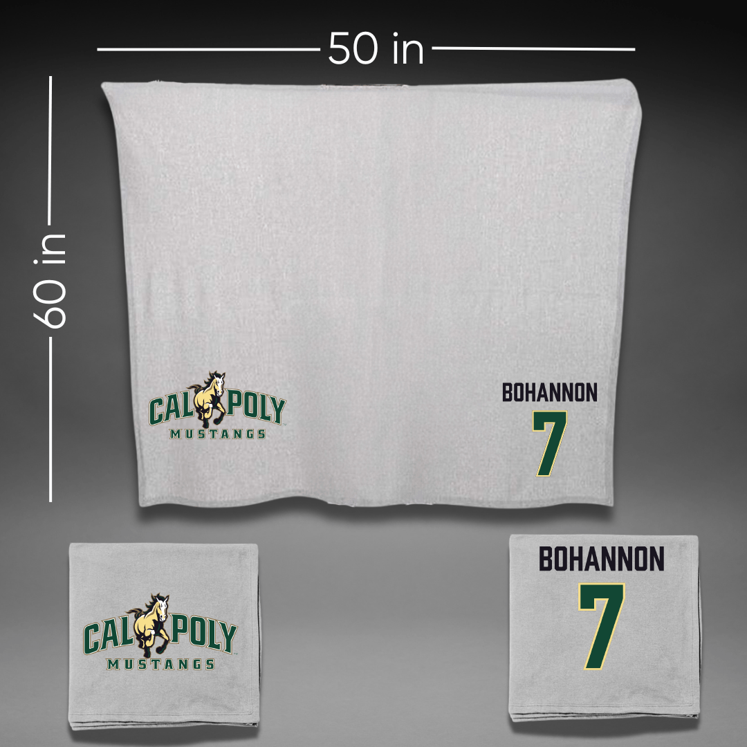 Cal Poly Softball Gray Blanket - #7 Madi Bohannon