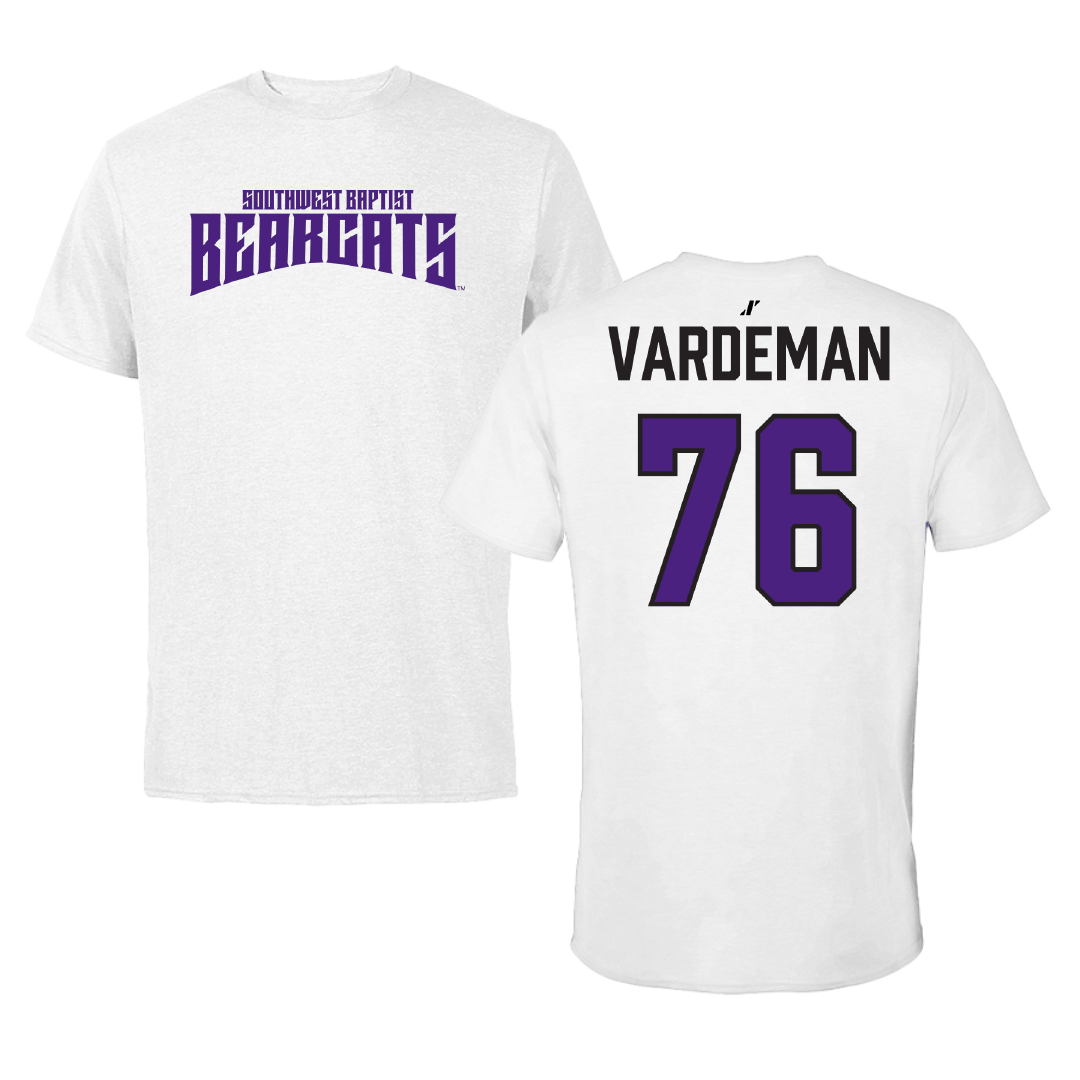 Southwest Baptist University Football White Classic Performance Tee - #76 Jackson Vardeman