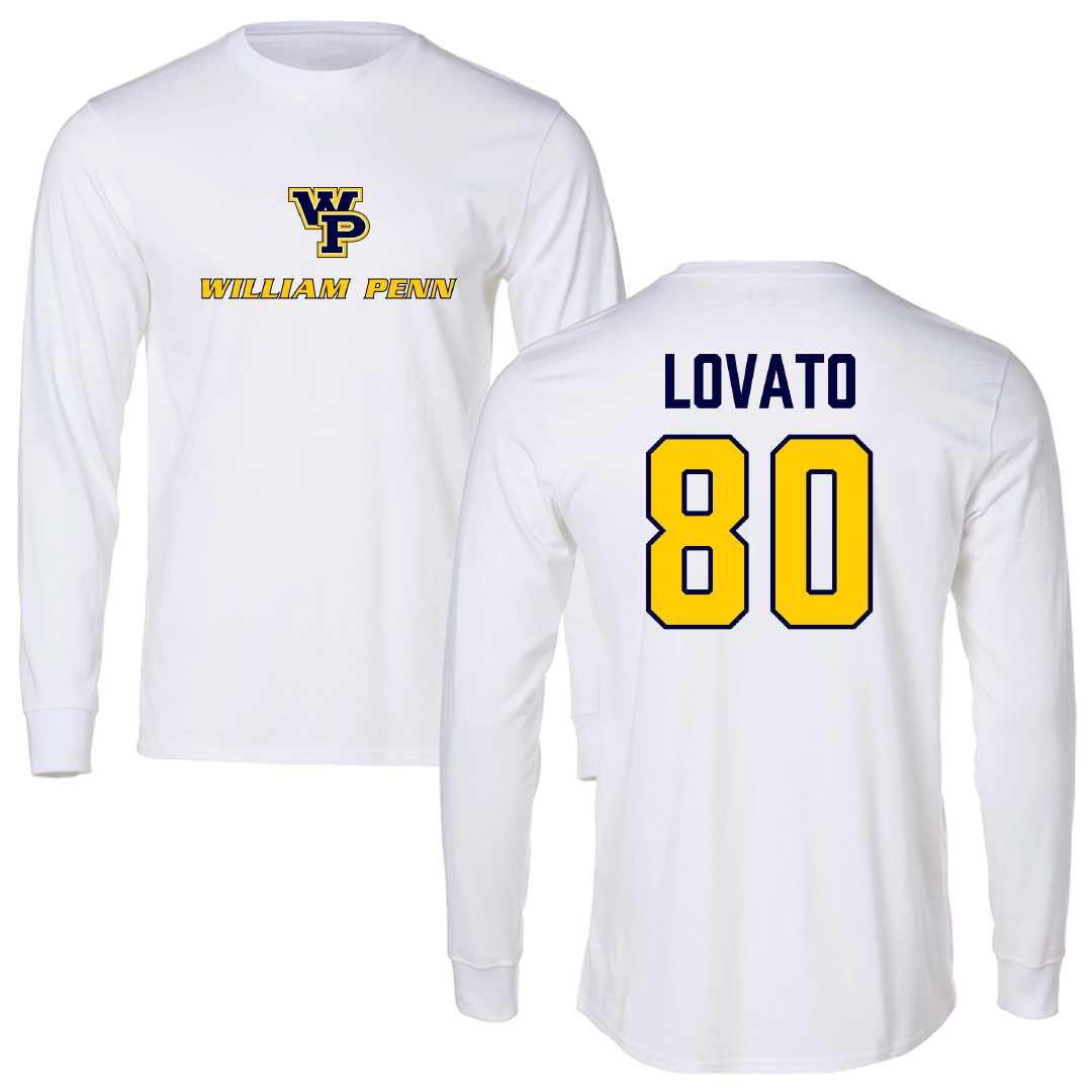 William Penn University Football White Performance Long Sleeve - #80 Abel Lovato