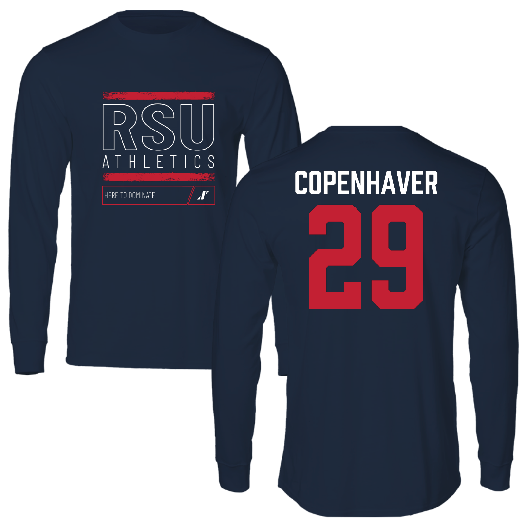 Rogers State University Soccer Navy Dominate Performance Long Sleeve - #29 Carson Copenhaver