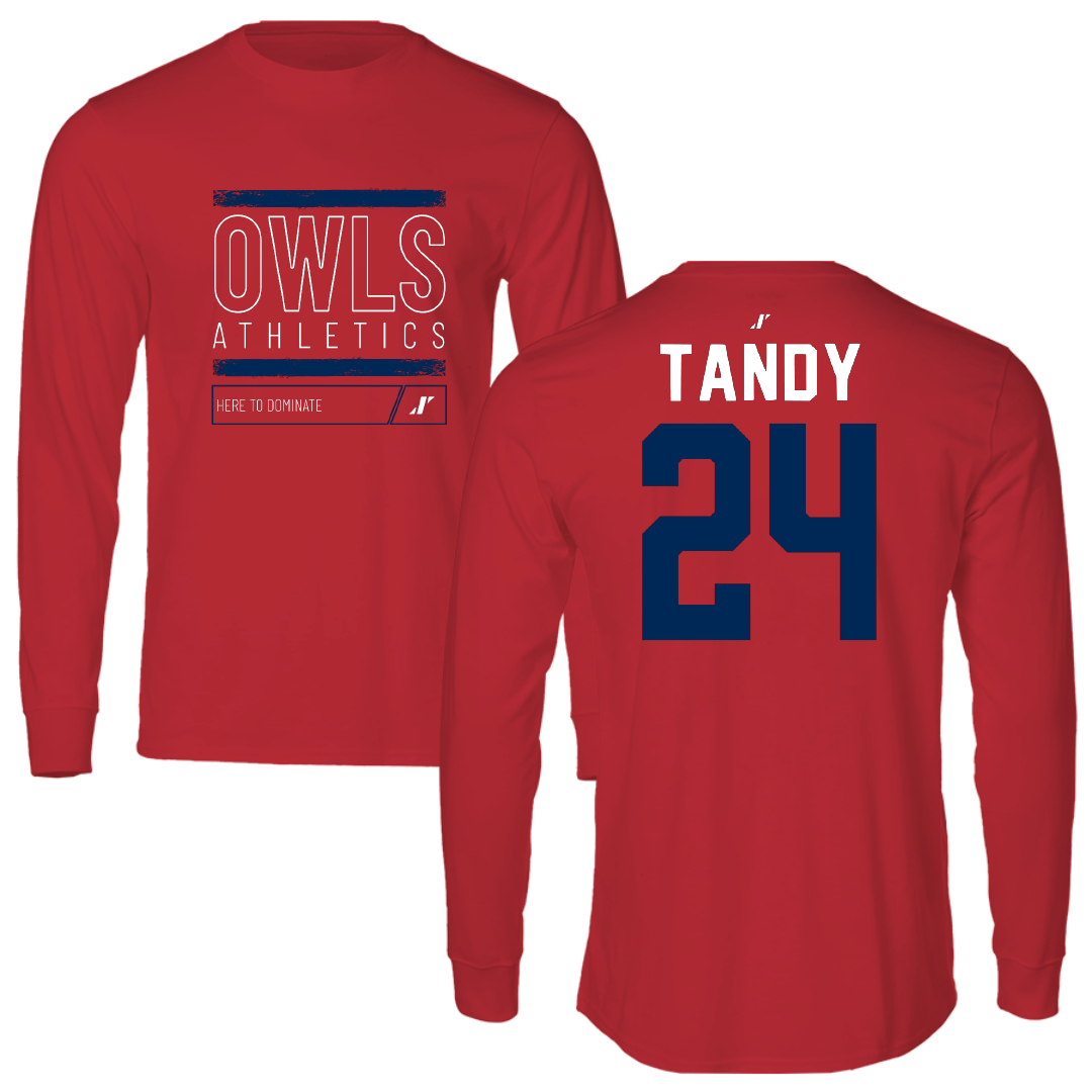 Florida Atlantic University Basketball Red Dominate Performance Long Sleeve - #24 Dekeyvan Tandy