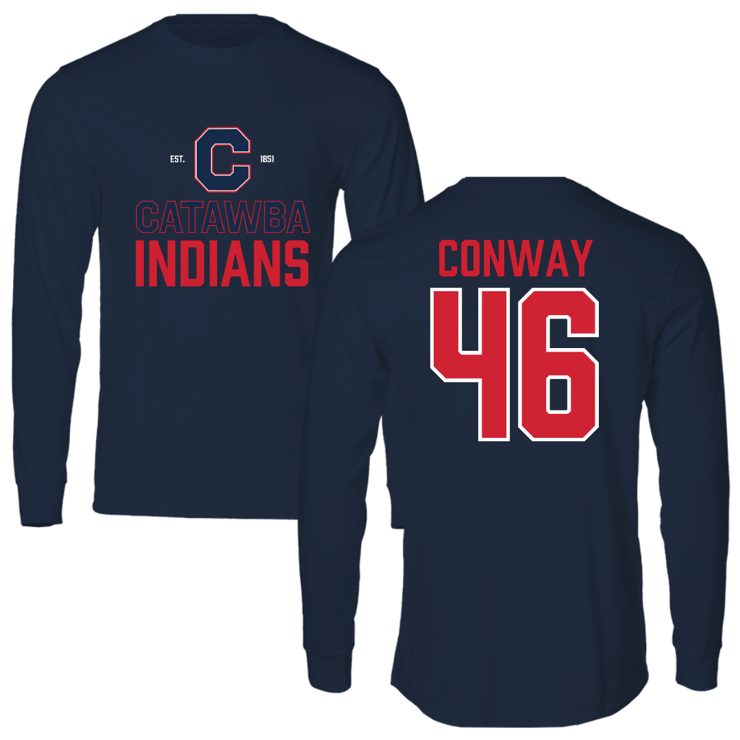 Catawba College Lacrosse Navy General Performance Long Sleeve - #46 Owen Conway