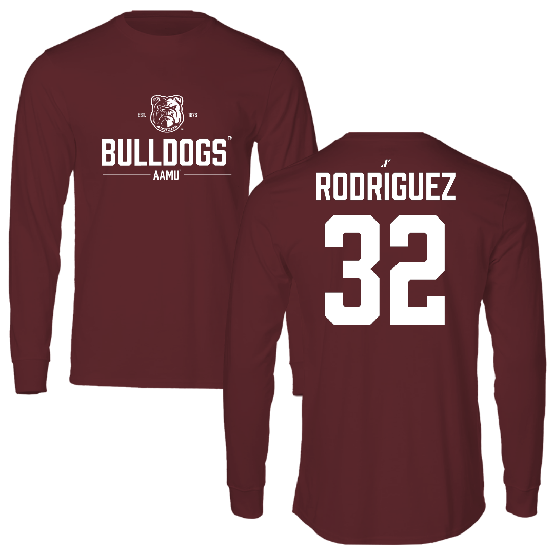 Alabama A&M University Baseball Maroon General Long Sleeve - #32 Edgar Rodriguez